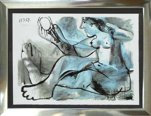 Pablo Picasso, Akt mit Spiegel, original Lithografie, 1967